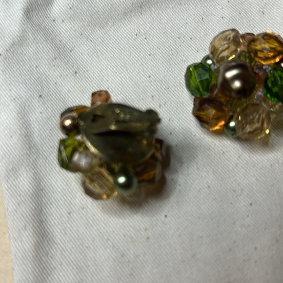 Vintage Stamped Germany Beaded Clip ons - Picture 4 of 5